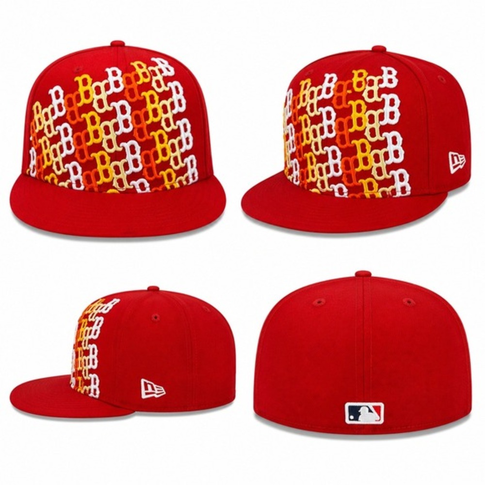 New Era 59FIFTY Boston Red Sox Fitted Hat‎ Red Multi Logo B 7 1/8 MLB Cap